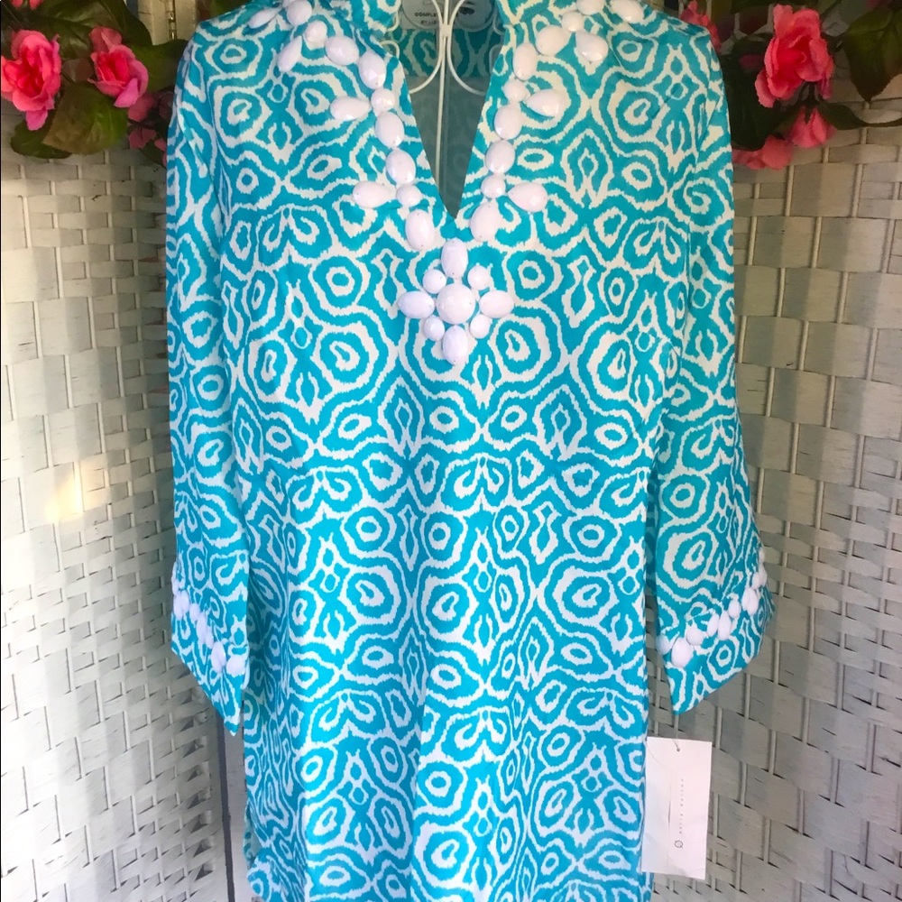 π€π Liz Lange Blue & White Shirt M / L Measurements Below NWT ππ€ - Picture 1 of 7